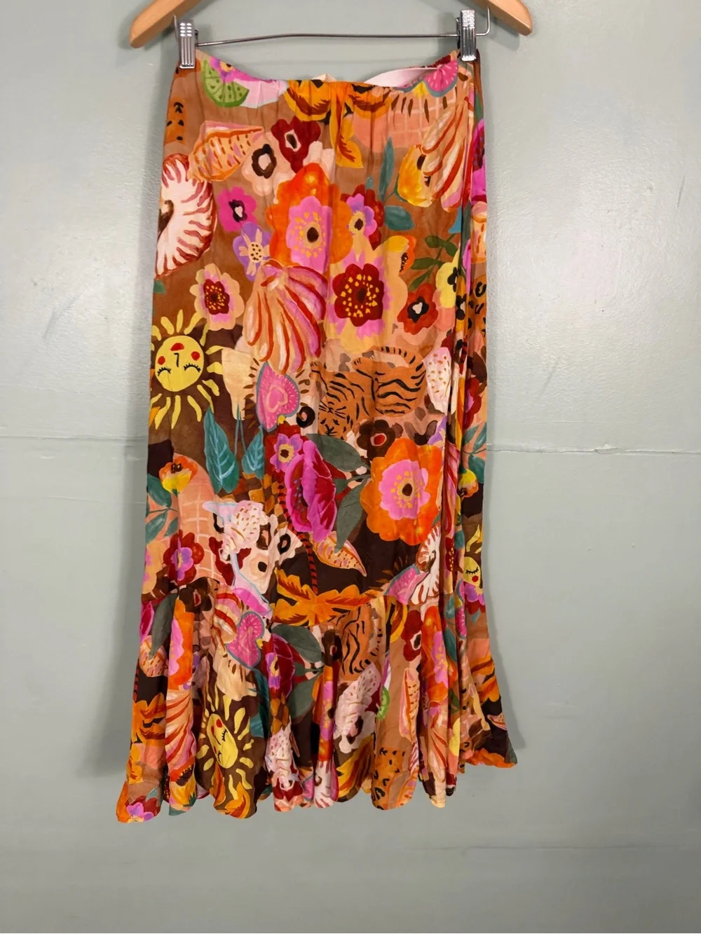 Spell Birth Of Venus Maxi Skirt Floral Ruffle Small